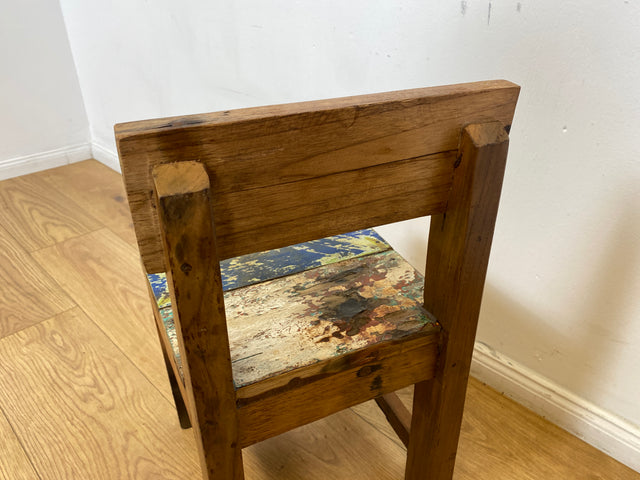 Boatwood by WMK I Einzigartiger & nachhaltiger bunter Kinderstuhl aus altem Bootsholz I handgefertigtes Unikat aus massivem Teakholz I Kinder Stuhl Holzstuhl Kindermöbel Kindersitz Treibholz I Versand