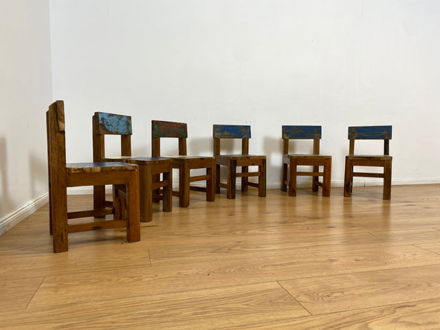 Boatwood by WMK I Einzigartiger & nachhaltiger bunter Kinderstuhl aus altem Bootsholz I handgefertigtes Unikat aus massivem Teakholz I Kinder Stuhl Holzstuhl Kindermöbel Kindersitz Treibholz I Versand