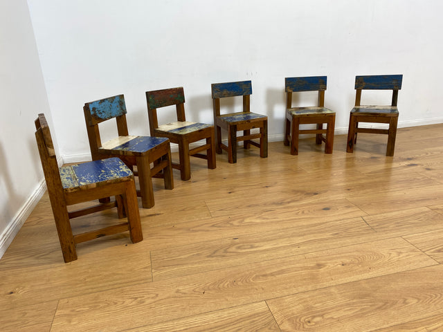 Boatwood by WMK I Einzigartiger & nachhaltiger bunter Kinderstuhl aus altem Bootsholz I handgefertigtes Unikat aus massivem Teakholz I Kinder Stuhl Holzstuhl Kindermöbel Kindersitz Treibholz I Versand