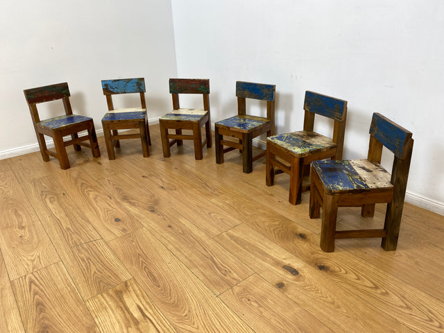 Boatwood by WMK I Einzigartiger & nachhaltiger bunter Kinderstuhl aus altem Bootsholz I handgefertigtes Unikat aus massivem Teakholz I Kinder Stuhl Holzstuhl Kindermöbel Kindersitz Treibholz I Versand
