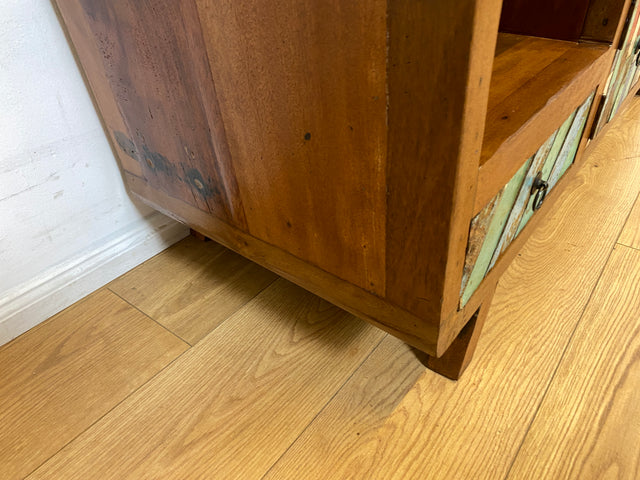 Boatwood by WMK I Formschönes nachhaltiges TV Lowboard mit Schubladen I handgefertigtes Unikat aus altem Bootsholz I Teakholz massiv I Sideboard Kommode Bank Rack Fernsehkommode Berlin Rostock Bayern