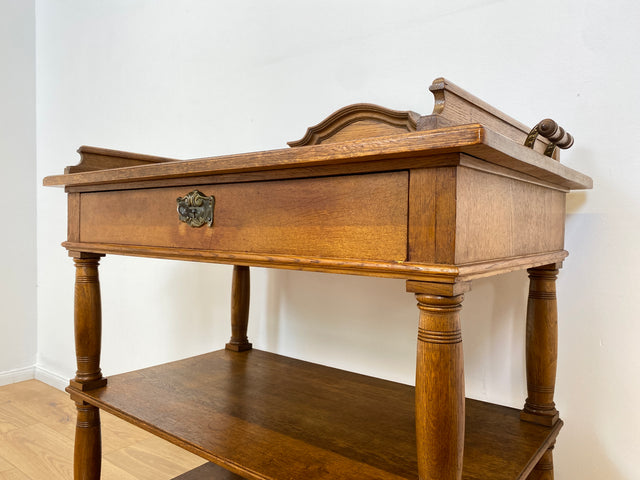WMK # Sehr gut erhaltene nordische antike Anrichte, Vollholz, mit Schublade & Ablagen # Beistelltisch Holztisch Küchenschrank Küchenregal Geschirrschrank Kommode Konsole Flurkommode Jugendstil Vintage