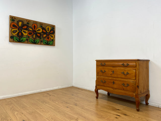 WMK I Wunderschöne nordische antike Kommode aus vollem Holz mit Schubladen und Messinggriffen I Schubladenkommode Wäschekommode Schrank Wickelkommode Chest Weichholz Barock Rokoko Vintage Berlin Köln