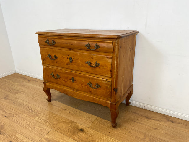 WMK I Wunderschöne nordische antike Kommode aus vollem Holz mit Schubladen und Messinggriffen I Schubladenkommode Wäschekommode Schrank Wickelkommode Chest Weichholz Barock Rokoko Vintage Berlin Köln