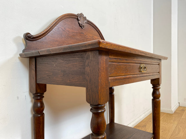 WMK I Wunderschöner nordischer antiker Konsolentisch aus Eichenholz mit Schublade & Ablage I Kommode Konsole Tisch Küchenschrank Küchenregal Anrichte Jugendstil Gründerzeit Vintage Berlin Kiel Dresden