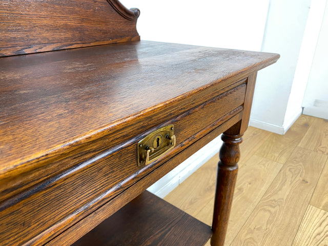 WMK I Wunderschöner nordischer antiker Konsolentisch aus Eichenholz mit Schublade & Ablage I Kommode Konsole Tisch Küchenschrank Küchenregal Anrichte Jugendstil Gründerzeit Vintage Berlin Kiel Dresden