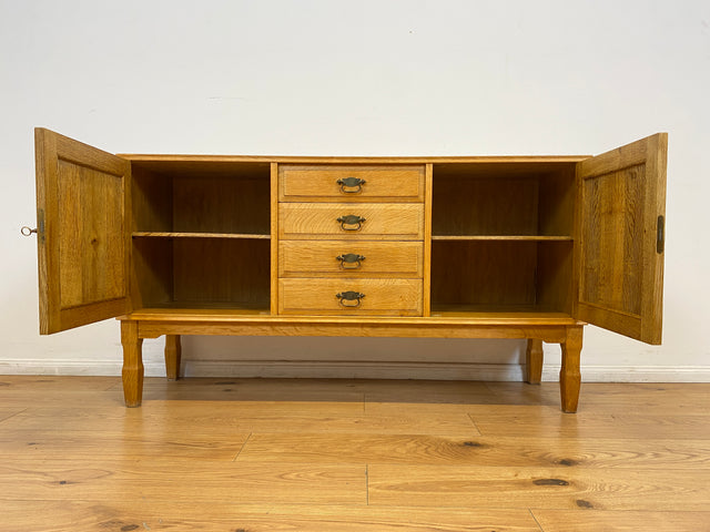 WMK # Hochwertiges & sehr gut erhaltenes nordisches Vintage Sideboard aus massivem Eichenholz in antikem Stil mit Schubladen # Schrank Kommode Wäschekommode Anrichte TV-Board Fernsehschrank Stilmöbel