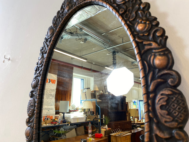WMK I Wunderschöner ovaler 70x43cm Wandspiegel aus 1982 in reichverziertem Rahmen, ein Vintage Original aus der UdSSR I Spiegel Mirror Garderobe Flur Retro I Versand möglich I Berlin Dresden Frankfurt
