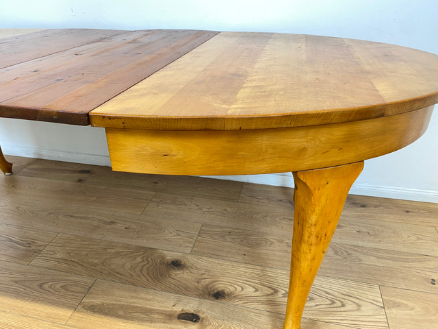 WMK # Wunderschöner ovaler heller dänischer antiker Esszimmertisch aus vollem Holz, 2x ausziehbar mit integr. Platten # Esstisch Tisch Holztisch Ausziehtisch Esszimmer Jugendstil Chippendale Vintage