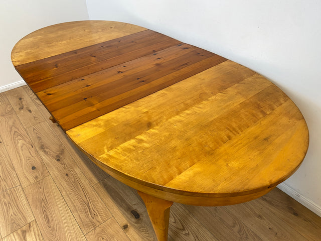 WMK # Wunderschöner ovaler heller dänischer antiker Esszimmertisch aus vollem Holz, 2x ausziehbar mit integr. Platten # Esstisch Tisch Holztisch Ausziehtisch Esszimmer Jugendstil Chippendale Vintage