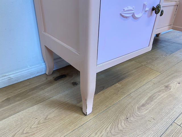 WMK I Sehr hübsche, rosa lackierte, Art Deco Frisierkommode aus vollem Holz mit großem Spiegel und Schublade I Spiegel Kommode Schmink Tisch Kommode Wäsche Ganzkörper Antik Vintage Berlin Leipzig NRW