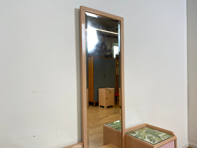 WMK I Sehr hübsche, rosa lackierte, Art Deco Frisierkommode aus vollem Holz mit großem Spiegel und Schublade I Spiegel Kommode Schmink Tisch Kommode Wäsche Ganzkörper Antik Vintage Berlin Leipzig NRW