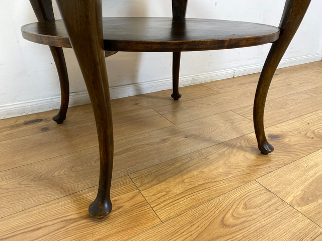 WMK I Wunderschöner runder 50er Jahre Chippendale Couchtisch mit Glasplatte und feinem Wiener Sonnengeflecht I Wohnzimmertisch Coffee Table Geflecht Mid-Century Vintage Barock Berlin Dresden Nürnberg