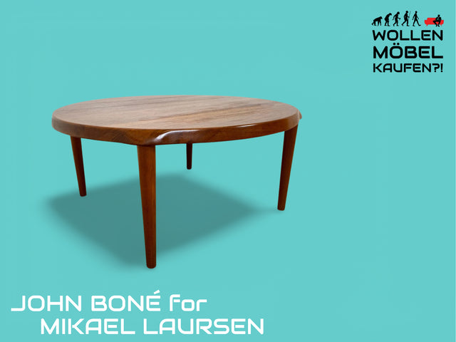 WMK # Hochwertiger runder skandinavischer Mid-Century Designercouchtisch von John Boné für Mikael Laursen aus massivem Teakholz # Couchtisch Wohnzimmertisch Coffee Table Danish Design Vintage Teak