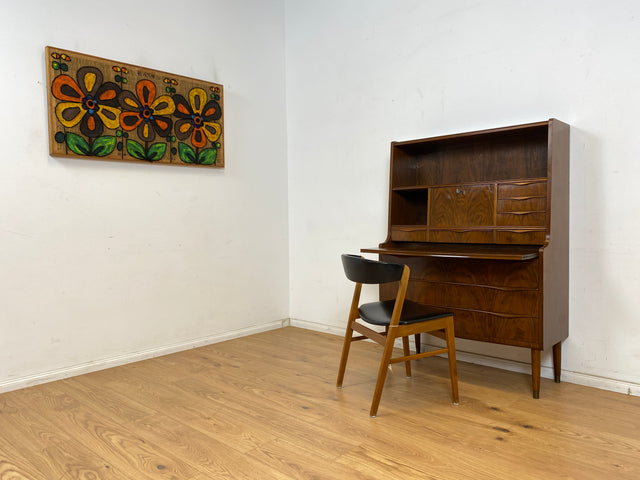 WMK Stilvoller & hochwertiger skandinavischer Sekretär aus vollem Holz mit ausziehbarer Schreibplatte # Schreibschrank Highboard Schreibtisch Desk Kommode Schrank Schubladenkommode Vintage Mid-Century