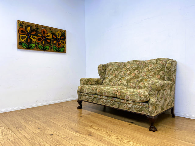 Wunderschönes skandinavisches antikes Sofa mit handverzierten Löwen Tatzen, grandiosem floralem Bezug und Federfüllung I Couch Liege Wohnzimmer Barock Rokoko Vintage I