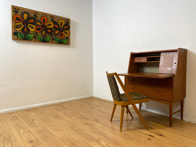 WMK I Stilvoller skandinavischer Mid-century Sekretär in Teakholz mit ausklappbarem Spiegel I Schminkkommode Schminktisch Schreibtisch Schreibkommode Kommode Danish Design Vintage Berlin Nürnberg Köln