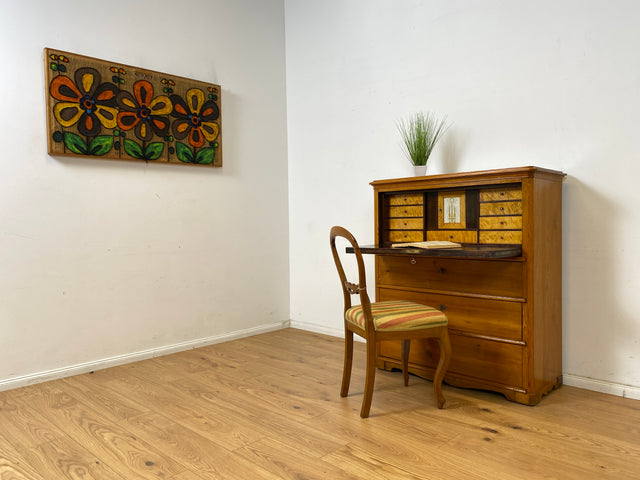 WMK Wunderschöner und gut erhaltener antiker Sekretär aus vollem Holz mit 12 Schubladen & fester Schreibplatte # Schreibschrank Schreibtisch Highboard Kommode Wäschekommode Schrank Biedermeier Vintage