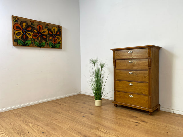 WMK Imposanter und gut erhaltener antiker Hochschrank aus vollem Holz mit geräumigen Schubladen # Wäscheschrank Wäschekommode Highboard Kommode Schubladenkommode Schrank Gründerzeit Jugendstil Vintage