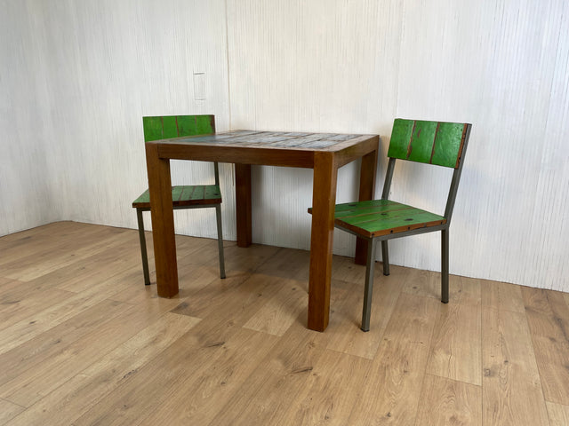 Boatwood by WMK # Sehr schöner & robuster Esstisch (90x90cm) aus altem Bootsholz, ein handgefertigtes Unikat aus massivem Teakholz # Tisch Esszimmertisch Holztisch Küchentisch Gastro Dinning Table