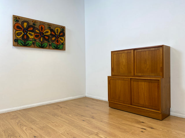 WMK # Hochwertiger skandinavischer Designer Schrank von Poul Hundevad , Massivholz in Teak , mit Regal # Highboard Bücherregal Bücherschrank Sideboard Desk Danish Design Mid-Century Vintage Teakholz