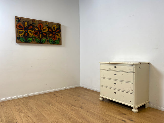 WMK I Charaktervolle weiße antike Kommode aus vollem Holz mit großen Schubladen I Schrank Anrichte Sideboard Wäsche Wickel Bad Flur Chest Cabinet Biedermeier Vintage Shabby Chic Berlin Celle Duisburg