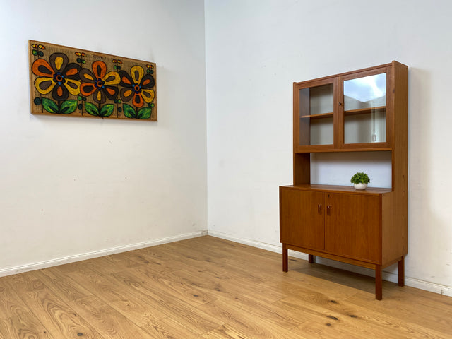 WMK Stilvolle und gut erhaltene skandinavische Vitrine in Teakholz mit schönen Holzgriffen # Highboard Schrank Bücherschrank Büchervitrine Kommode Sideboard Danish Design Vintage Mid-Century Teak 60er