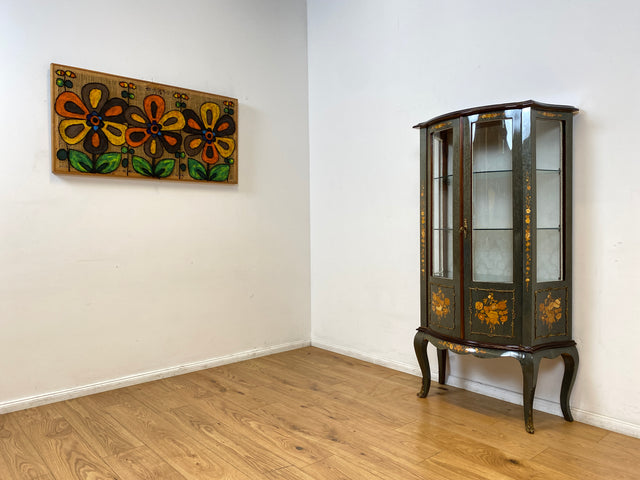 WMK I Hochwertige italienische Stilmöbel Vitrine im antiken Stil mit ovalen Gläsern & Intarsien I Vitrinenschrank Glasvitrine Sammlervitrine Geschirrschrank Barock Rokoko Louis XV Vintage Berlin Jena