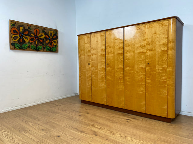 WMK Schöner, geräumiger und sehr gut erhaltener Mid-Century Kleiderschrank in Ahorn und Mahagoni von VEB Heidenau, aus um 1960 # Schrank Wäscheschrank Wardrobe Schlafzimmerschrank Rockabilly Vintage