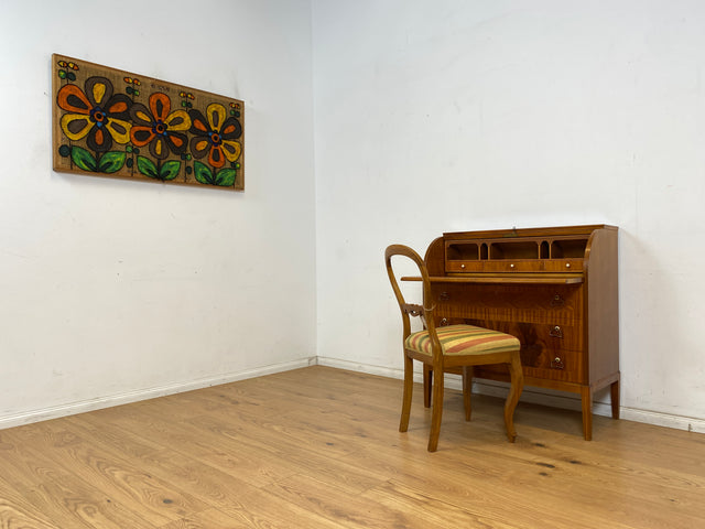 WMK Hochwertiger skandinavischer Sekretär aus vollem Holz mit ausziehbarer Schreibplatte und Schubladen # Schreibschrank Desk Schreibtisch Kommode Schubladenkommode Wäschekommode Mid-Century Vintage