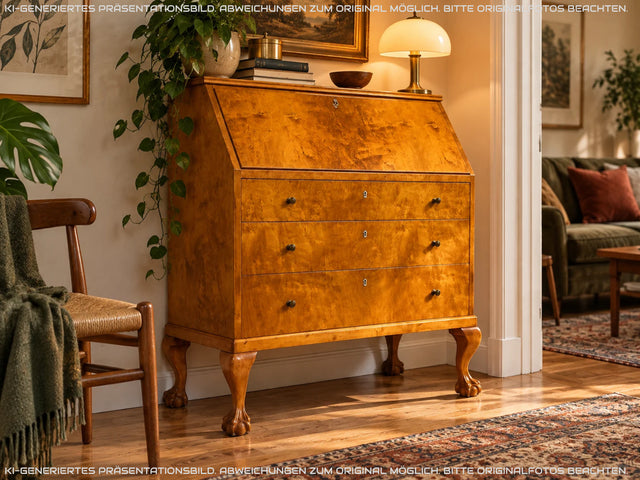 Stilvoller skandinavischer 60er Jahre Sekretär mit Schubladen und stabiler Schreibklappe I Vollholz I Schreibkommode Schreibschrank Schreibtisch Kommode Mid-Century Vintage I
