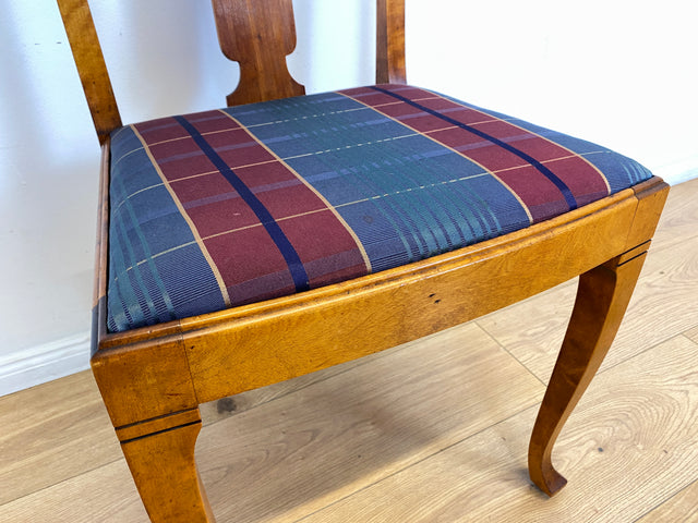WMK I Eleganter und sehr gut erhaltener schwedischer 50er Jahre Esszimmerstuhl mit feinen Intarsien und stimmigen Sitzbezug # Stuhl Holzstuhl Küchenstuhl Dining Chair Vintage Berlin Augsburg Magdeburg
