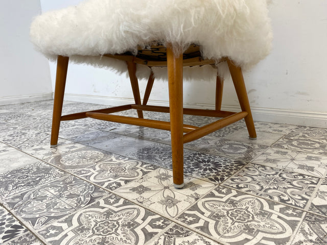 WMK # 1/4 Außergewönlicher & sehr seltener skandinavischer 50er Jahre Designer Sessel von Alf Svensson mit neuem Fellbezug # Cocktailsessel Easychair Relaxsessel Stuhl Armchair Mid-Century Vintage