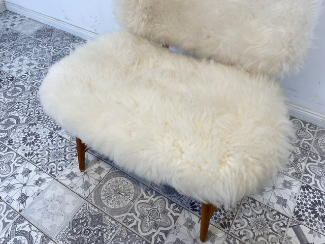 WMK # 1/4 Außergewönlicher & sehr seltener skandinavischer 50er Jahre Designer Sessel von Alf Svensson mit neuem Fellbezug # Cocktailsessel Easychair Relaxsessel Stuhl Armchair Mid-Century Vintage