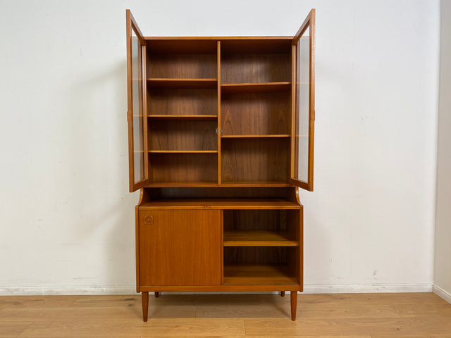 WMK # Hochwertige skandinavische Mid-Century Designer Vitrine von Brouer Møbelfabrik aus massivem Teakholz # Regal Bücherschrank Bücherregal Sideboard Highboard Glass Cabinet Danish Design Vintage