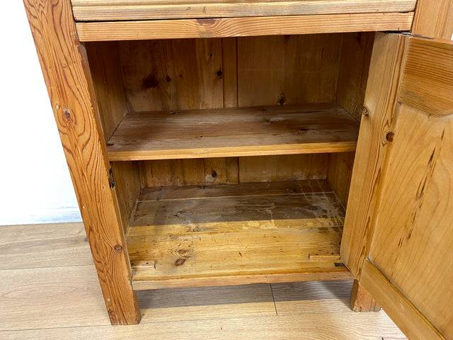 WMK # Sehr schöne und gut erhaltene skandinavische antike Kommode aus vollem Holz mit Aufsatz & Marmor Auflage # Schrank Waschtisch Weichholzkommode Marmorkommode Flurkommode Jugendstil Vintage Berlin