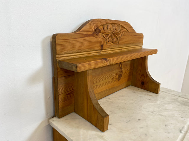 WMK # Sehr schöne und gut erhaltene skandinavische antike Kommode aus vollem Holz mit Aufsatz & Marmor Auflage # Schrank Waschtisch Weichholzkommode Marmorkommode Flurkommode Jugendstil Vintage Berlin