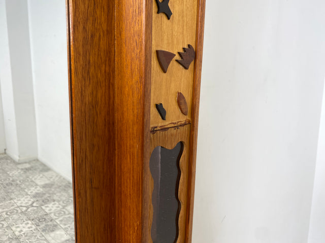 WMK I Einzigartiger skandinavischer 60er Jahre Wandspiegel aus Teakholz mit stimmungsvoller Beleuchtung I Spiegel Flurspiegel Garderobe Danish Design Vintage Mid-Century Teak Berlin Hamburg Frankfurt