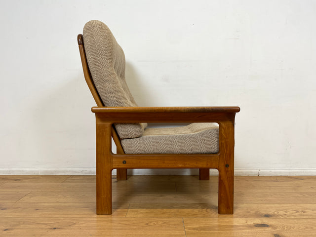 WMK I Hochwertiger skandinavischer Designer Sessel von EMC Møbler mit Teakholz Rahmen und beigem Wollbezug I Armchair Sitzgarnitur Lese Relax Danish Design Mid-Century Vintage Teak Berlin Bremen Köln