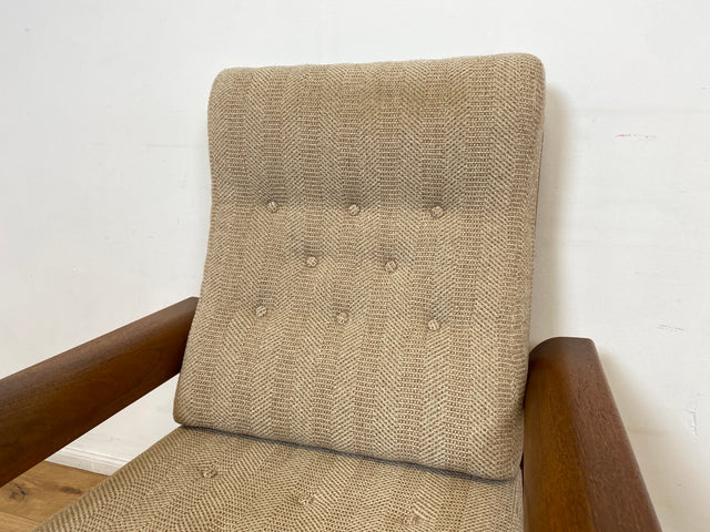 WMK I Hochwertiger skandinavischer Designer Sessel von EMC Møbler mit Teakholz Rahmen und beigem Wollbezug I Armchair Sitzgarnitur Lese Relax Danish Design Mid-Century Vintage Teak Berlin Bremen Köln
