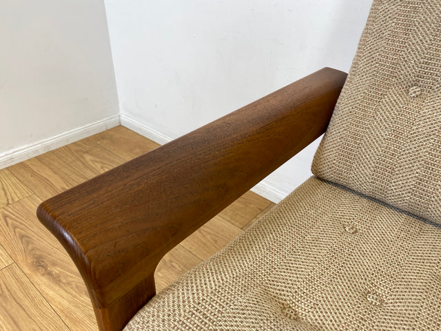 WMK I Hochwertiger skandinavischer Designer Sessel von EMC Møbler mit Teakholz Rahmen und beigem Wollbezug I Armchair Sitzgarnitur Lese Relax Danish Design Mid-Century Vintage Teak Berlin Bremen Köln