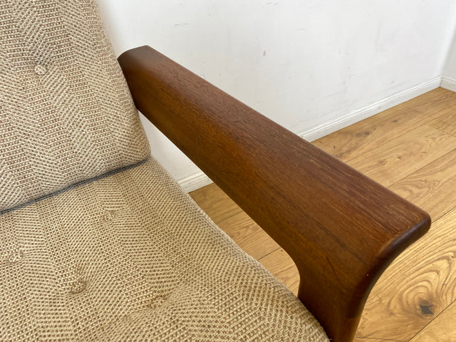 WMK I Hochwertiger skandinavischer Designer Sessel von EMC Møbler mit Teakholz Rahmen und beigem Wollbezug I Armchair Sitzgarnitur Lese Relax Danish Design Mid-Century Vintage Teak Berlin Bremen Köln
