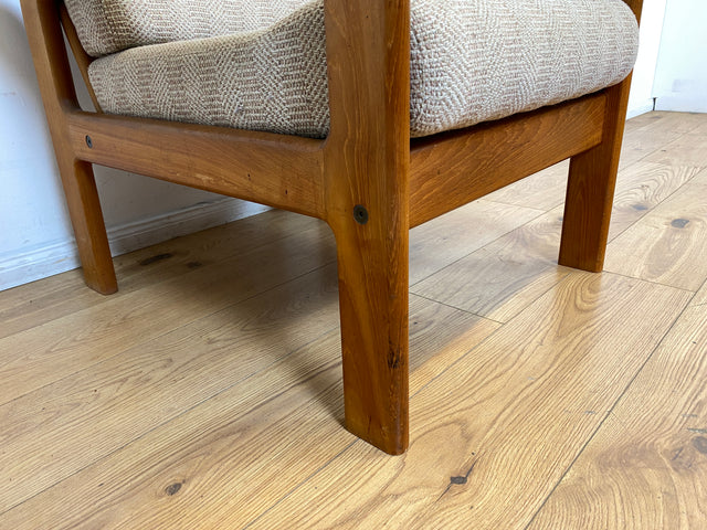 WMK I Hochwertiger skandinavischer Designer Sessel von EMC Møbler mit Teakholz Rahmen und beigem Wollbezug I Armchair Sitzgarnitur Lese Relax Danish Design Mid-Century Vintage Teak Berlin Bremen Köln