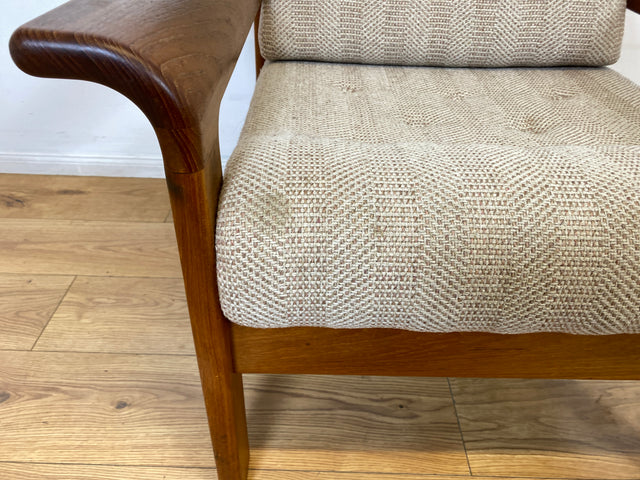 WMK I Hochwertiger skandinavischer Designer Sessel von EMC Møbler mit Teakholz Rahmen und beigem Wollbezug I Armchair Sitzgarnitur Lese Relax Danish Design Mid-Century Vintage Teak Berlin Bremen Köln