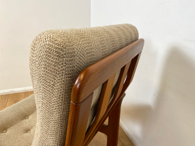 WMK I Hochwertiger skandinavischer Designer Sessel von EMC Møbler mit Teakholz Rahmen und beigem Wollbezug I Armchair Sitzgarnitur Lese Relax Danish Design Mid-Century Vintage Teak Berlin Bremen Köln