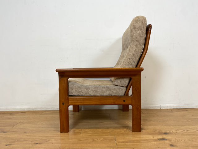WMK I Hochwertiger skandinavischer Designer Sessel von EMC Møbler mit Teakholz Rahmen und beigem Wollbezug I Armchair Sitzgarnitur Lese Relax Danish Design Mid-Century Vintage Teak Berlin Bremen Köln