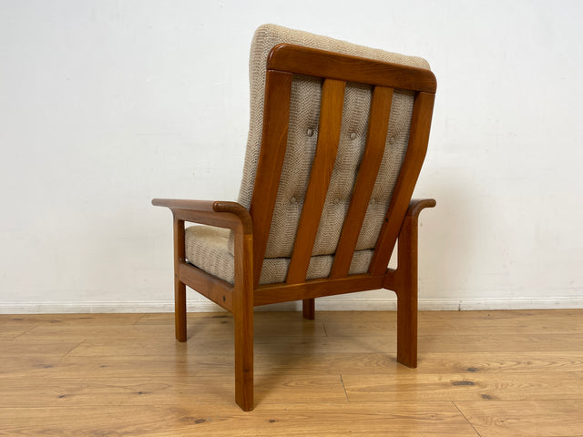 WMK I Hochwertiger skandinavischer Designer Sessel von EMC Møbler mit Teakholz Rahmen und beigem Wollbezug I Armchair Sitzgarnitur Lese Relax Danish Design Mid-Century Vintage Teak Berlin Bremen Köln