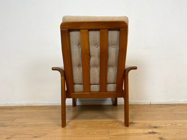 WMK I Hochwertiger skandinavischer Designer Sessel von EMC Møbler mit Teakholz Rahmen und beigem Wollbezug I Armchair Sitzgarnitur Lese Relax Danish Design Mid-Century Vintage Teak Berlin Bremen Köln