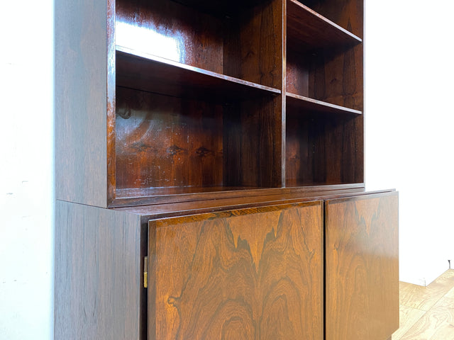 WMK I Stilvoller skandinavischer Mid-Century Designer Bücherschrank by Omann Junior in Palisander m. verstell. Regalböden I Bücherregal Regal Highboard Sideboard Schrank Rosewood Danish Design Vintage