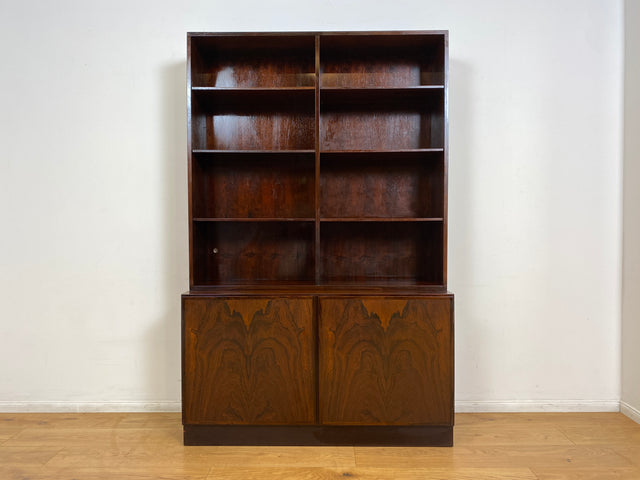 WMK I Stilvoller skandinavischer Mid-Century Designer Bücherschrank by Omann Junior in Palisander m. verstell. Regalböden I Bücherregal Regal Highboard Sideboard Schrank Rosewood Danish Design Vintage